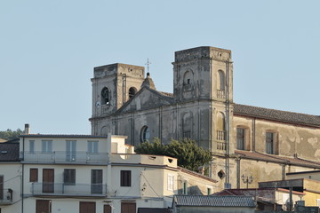 View of Montepaone with its main church titled to Immaculate Mary (Calabria, Italy)