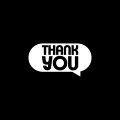 Cloud speech bubbles thank you icon isolated on dark background