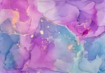 Alcohol ink colors translucent. Abstract multicolored marble texture background. Design wrapping paper, wallpaper. Mixing acrylic paints. Modern fluid art. Alcohol Ink Pattern