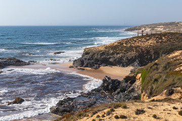Malhao Beach during the summer days, at Costa Vicentina