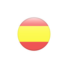 Round spain flag vector icon isolated. Spain flag button on white