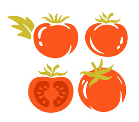 tomatoes on white background collection 