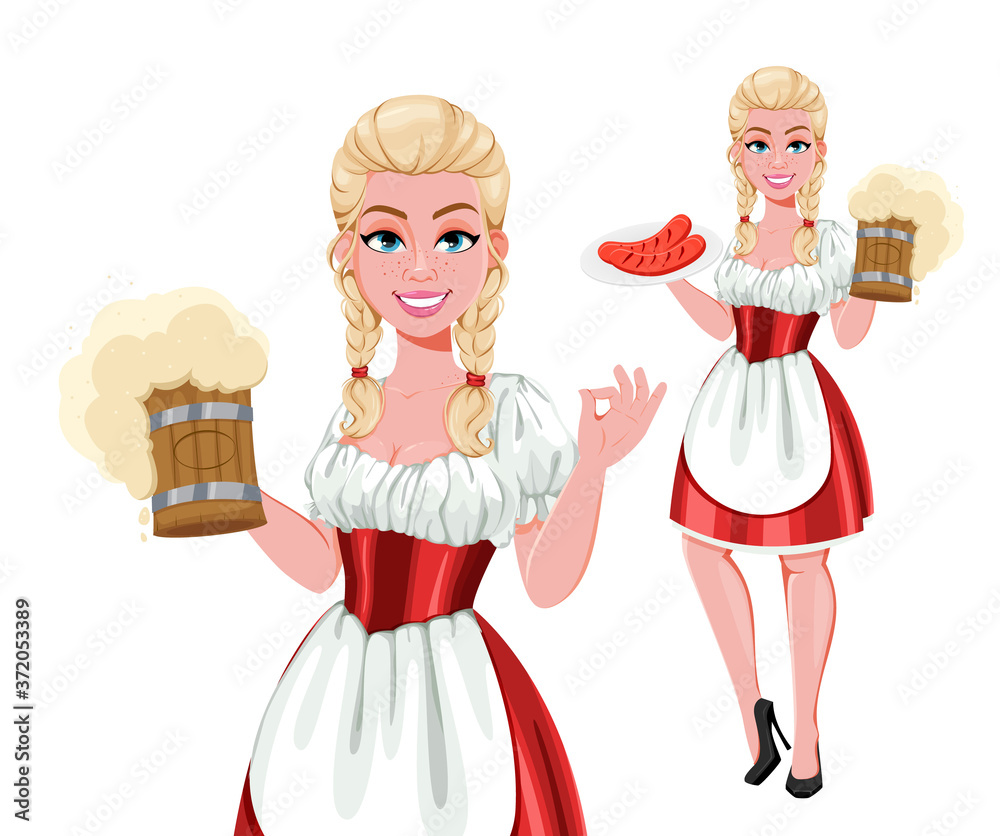 Wall mural German girl in traditional costume on Oktoberfest