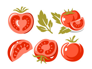 tomatoes on white background collection 