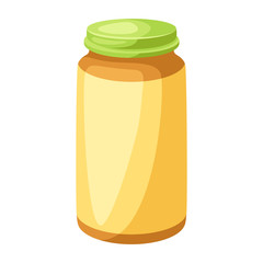 Illustration of stylized jar of baby puree.