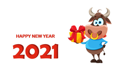 Cute bull, the symbol of Chinese New Year 2021