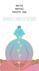 Fototapeta premium Vector illustration dedicated to World Mental Health Day.