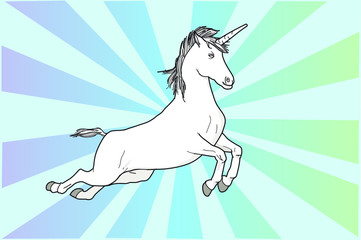 Ilustración de un unicornio, animal mitológico.