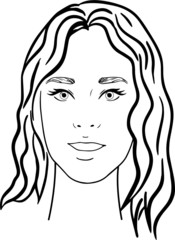 face of a woman's head contour of different thickness vector illustration