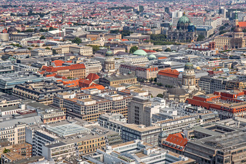 Aerial view of the Berlin center in the neighborhood of Gendarmenmarkt, Berlin, Germany