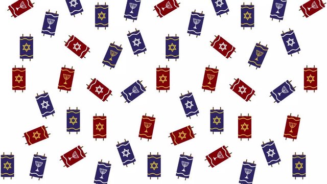 Red Blue Torah Scrolls animated background