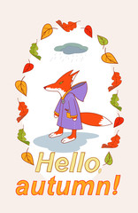 Autumn greeting card or template for flyer, banner. Hand made pattern.