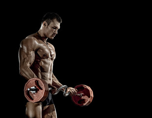 man bodybuilder with barbell