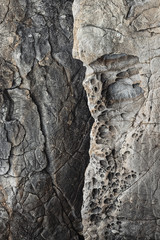 Mystical bizarre rock formations in Crimea. Stone texture