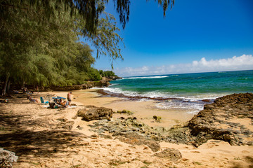 A small secluded, hidden beach on south shore of Kauai, Hawaii.