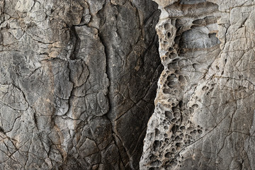 Mystical rock formations in Crimea. Stone texture