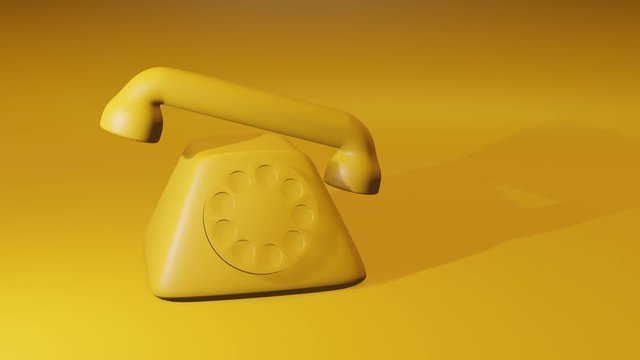 Telephone 3D render on saffron color