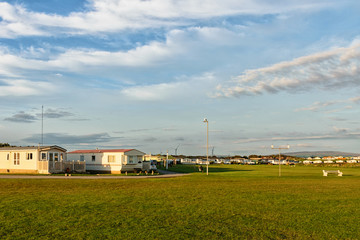 Caravan, park house for living. Summer time.