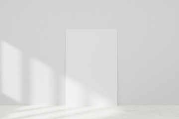 Mockup white realistic empty picture frame on white wall background