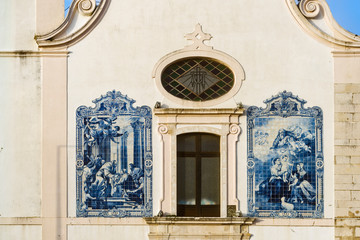 azulejos panels on a church in Aveiro, Portugal