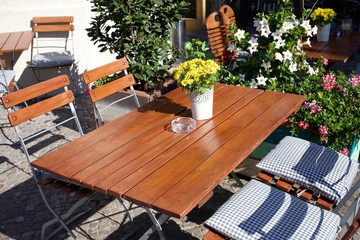 Terrace table in the sun