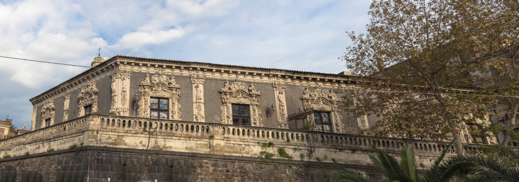 Views of the historic Biscari Palace, Catania, Sicily, Italy
