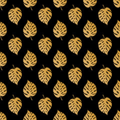 Tropic seamless pattern with golden leaves