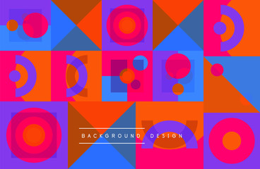 Neo memphis geometric pattern with circles, squares and lines. Pop art abstract background for covers, banners, flyers and posters and other templates