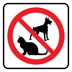 No pets symbol. Don't allowed pets board in white background drawing by illustration. No Dogs sign and No Cats sign