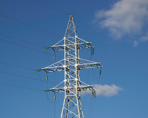 
Large 10,000 megawatt electric transmission support with glass insulators and many wires