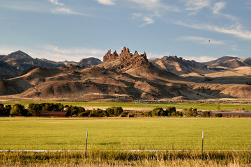 Mountains, field and sky in Montana Big Sky Country