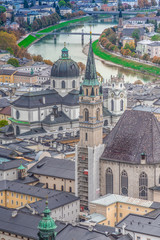 Fototapeta na wymiar Roofs of the ancient city of Salzburg, Austria.