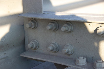 
Connection of a metal structure with nuts and bolts