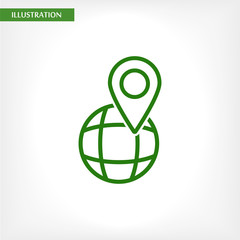 Globe map vector icon , lorem ipsum Flat design