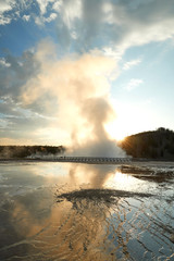 Lower Geyser Basin at sunrise