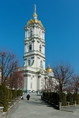 Fototapeta na wymiar The bell tower of Pochayiv Lavra, Ternopil Oblast, Ukraine