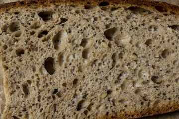 sliced ​​rye bread. macro shooting.