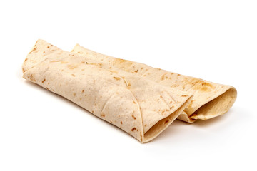Tortillas with filling, isolated on white background