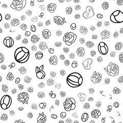 Decorative seamless pattern with hand drawn roses. Hand painted grungy ink doodle flowers. Trendy endless texture for digital paper, fabric, backdrops, wrapping