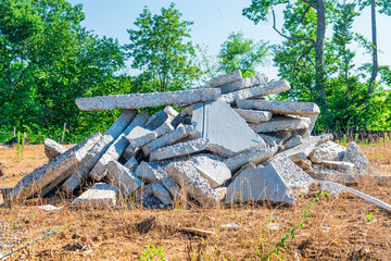 Pile of Broken Concrete Slab Pieces