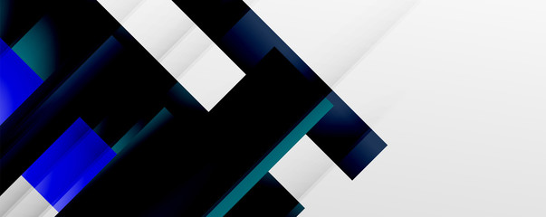 Geometric abstract backgrounds with shadow lines, modern forms, rectangles, squares and fluid gradients. Bright colorful stripes cool backdrops