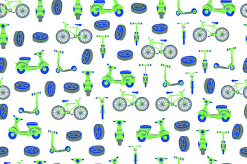 Bike scooter seamless vector pattern