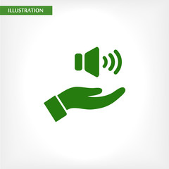 speaker icon in the hand , lorem ipsum Flat design