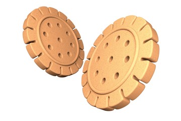 Flying cookies, isolate on white background without shadows, 3d render