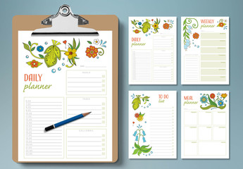 Planner Layout with Floral Elements
