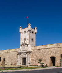 Fortification of the Puertas Tierra in Cadiz capital, Andalusia. Spain. Europe. August 16, 2020
