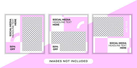 Set of Editable square banner collection template. Suitable for social media post, promotion and web internet ads.