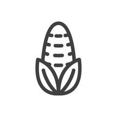 Corn icon. Simple, minimalistic line art on a clean backing. Isolated vector on white background.