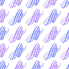 Blue and purple calligraphic brush seamless, great design for any purposes. Isolated vector sign symbol. Hand paint design element. Handwritten brush lettering. Vector seamless pattern. Ink splatter.