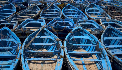 Blue boats in Morocco.